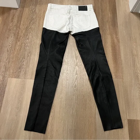 R13 Ultra Rare Chaps sz 26 WHITE denim and LAMBSKIN jeans - Picture 7 of 7